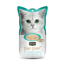 Cargar imagen en el visor de la galería, Kit Cat Purr Puree Tuna &amp; Fiber, snack cremoso para gatos con control de bolas de pelo Pack con 4 sticks de 15 g.
