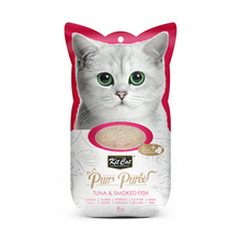 Cargar imagen en el visor de la galería, Kit Cat Purr Puree Tuna &amp; Smoked  con atún y pescado ahumado para gatos Fish Pack con 4 sticks de 15 g.
