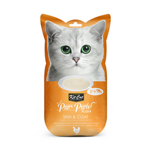 Cargar imagen en el visor de la galería, Kit Cat Purr Puree Plus+ Skin &amp; Coat Chicken: snack funcional para gatos que nutre la piel y promueve un pelaje brillante. Con Omega 3 y 6.
Pack con 4 sticks de 15 g.
