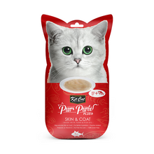 Cargar imagen en el visor de la galería, Kit Cat Purr Puree PLUS+SKIN &amp; COAT (TUNA)  snack para gatos, con omega para piel y pelaje
 Pack con 4 sticks de 15 g.
